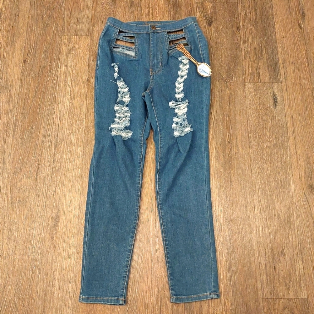 Spoon Jeans Teen Juniors Distressed Blue Jeans – Size 9, Brand New